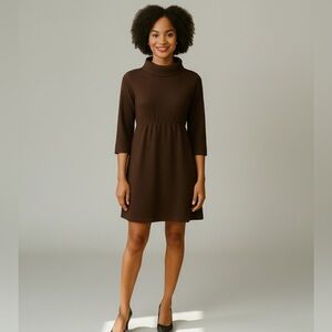 Elliott‎ Lauren Women’s Dress S Brown Silk Blend Funnel Neck Sweater Minimalist